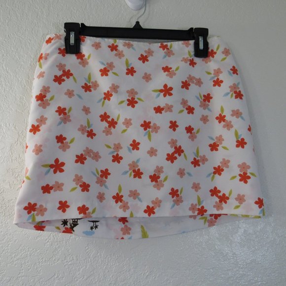 Tropical Floral Reversible Mini Skirt Sz M Flower - Picture 8 of 10